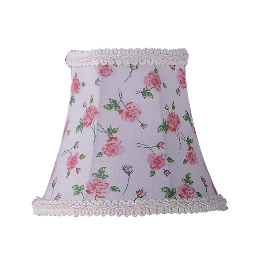 Livex Lighting S273 Chandelier Shade White Floral Print Bell Clip Shade with Fancy Trim